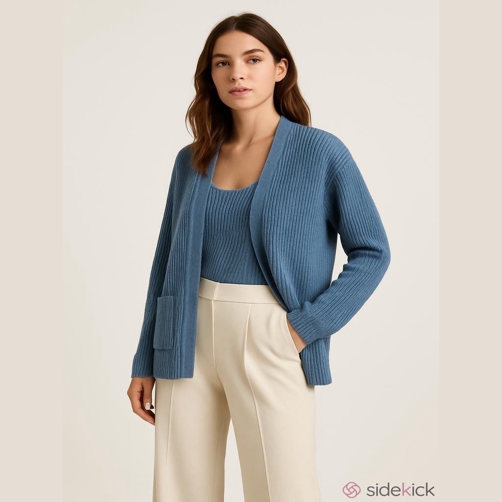 Universal thread size medium blue, long sleeve cardigan